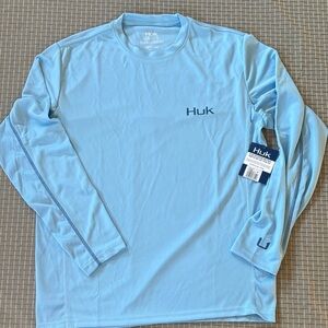 Huk Fishing Men's Light Blue Performance Long Sleeve Tee Size Small